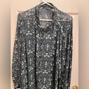 Torrid sheer spooky print long sleeve shirt
